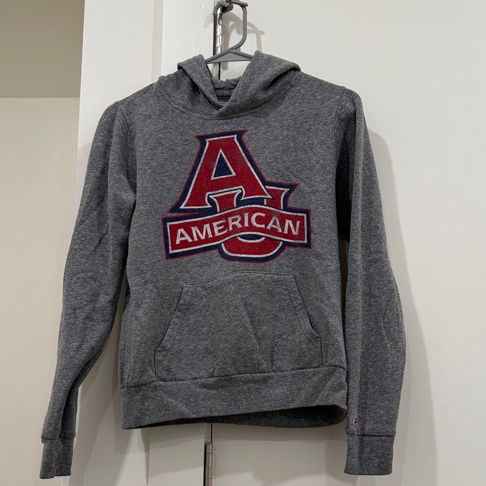 League Gray Hoodie with Red and White Label